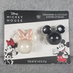 Disney Mickey Mouse Strawberry Coconut Scented Lip Balms 2 Pack NIB Taste Beauty